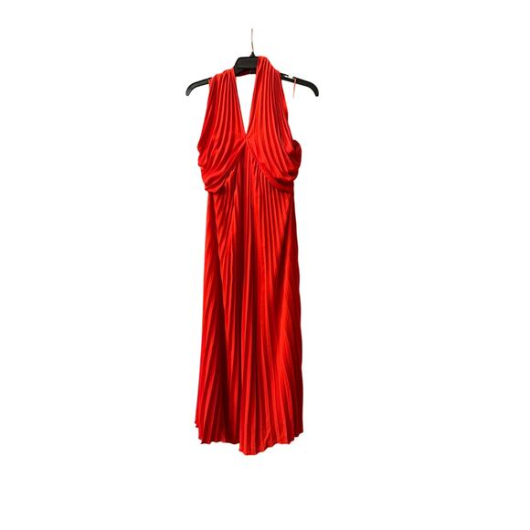 REISS-ROYA HALTER NECK PLEAT MIDI DRESS (new) - Picture 6 of 8